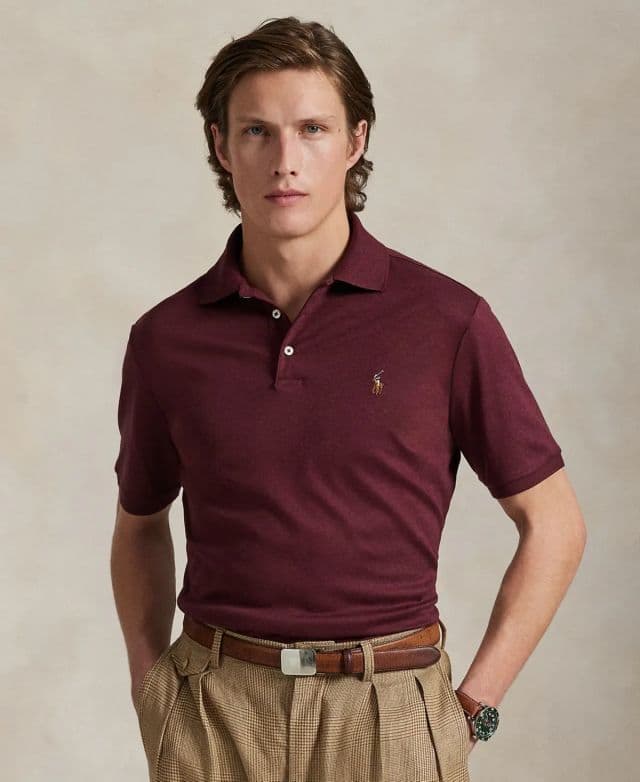 Polo Ralph Lauren Erkek Klasik Fit Soft Pamuklu Polo Tişört - Spring Wine Heather S