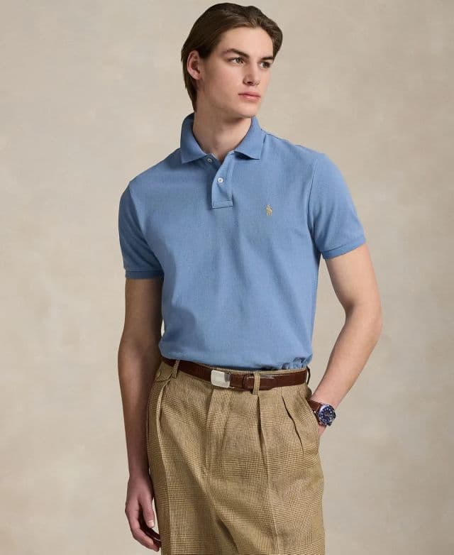 Polo Ralph Lauren Erkek Pamuklu Özel Slim Fit File Polo Tişört - Channel Blue XS