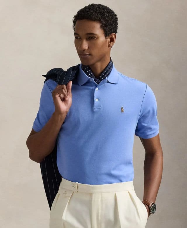 Polo Ralph Lauren Erkek Klasik Fit Soft Pamuklu Polo Tişört - Fall Blue S