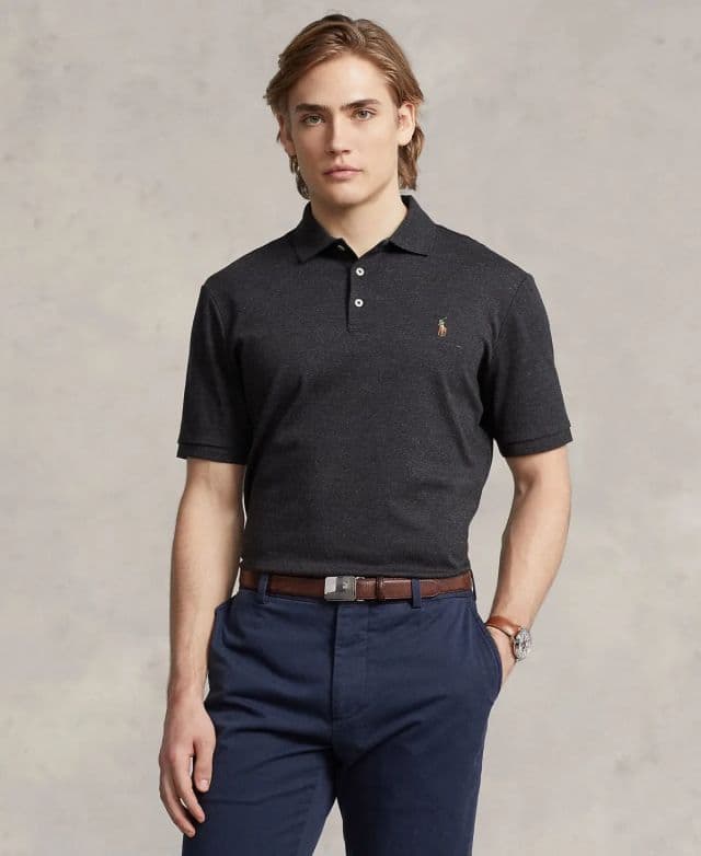 Polo Ralph Lauren Erkek Custom Slim Fit Soft Pamuklu Polo Tişört - Black Marl Heather XS