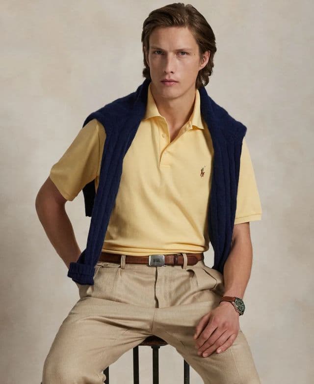 Polo Ralph Lauren Erkek Klasik Fit Soft Pamuklu Polo Tişört - Bird Yellow S