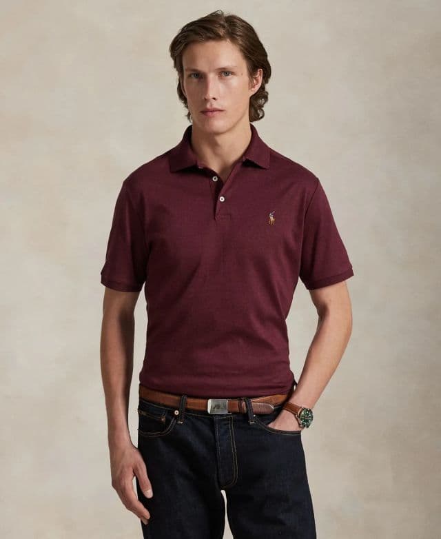 Polo Ralph Lauren Erkek Custom Slim Fit Soft Pamuklu Polo Tişört - Spring Wine Heather XS