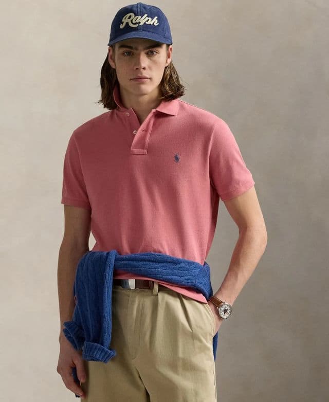 Polo Ralph Lauren Erkek Pamuklu Özel Slim Fit File Polo Tişört - Desert Rose XS