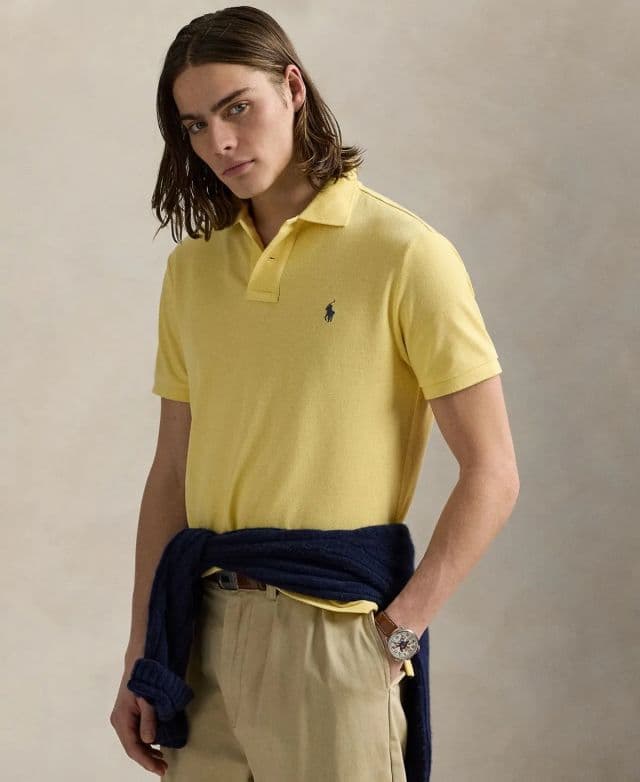 Polo Ralph Lauren Erkek Pamuklu Özel Slim Fit File Polo Tişört - Wicket Yellow XS