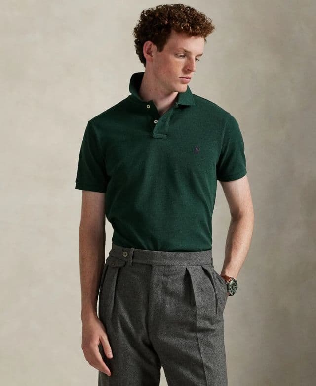 Polo Ralph Lauren Erkek Pamuklu Özel Slim Fit File Polo Tişört - Scotch Pine Heather XS