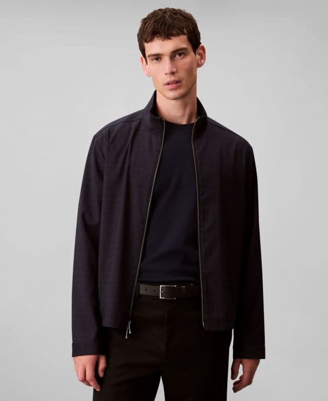 Calvin Klein Erkek Yarn-Dyed Fermuarlı Ceket - Siyah L