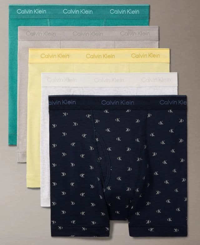 Calvin Klein Erkek 5'li Paket Pamuklu Klasik Boxer  - Green/Yellow/Navy Assorted S