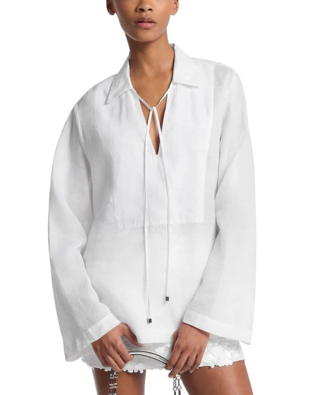 Michael Kors Kadın Bağcıklı Yaka Üst - Beyaz 2XS