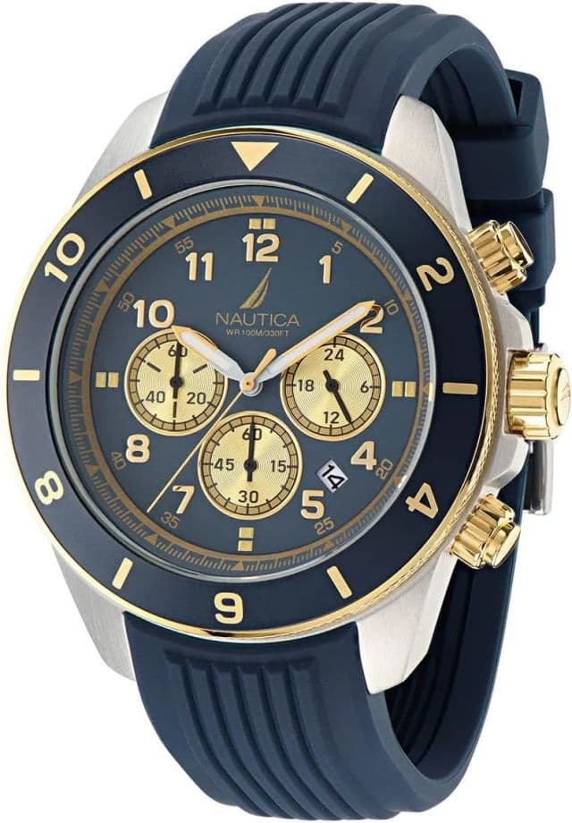 Nautica Erkek NAPNOS303 One Mavi Silikon Kayışlı Saat - Blue/Gold/Silver
