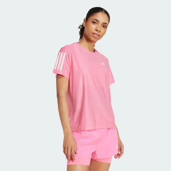 Adidas Kadın Own The Run Tişört - Pembe/Beyaz S