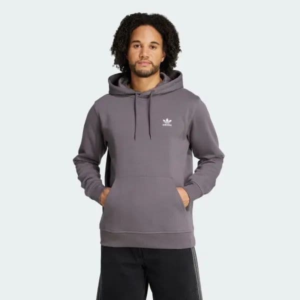 Adidas Erkek Trefoil Essentials Kapüşonlu Sweatshirt - Gri M