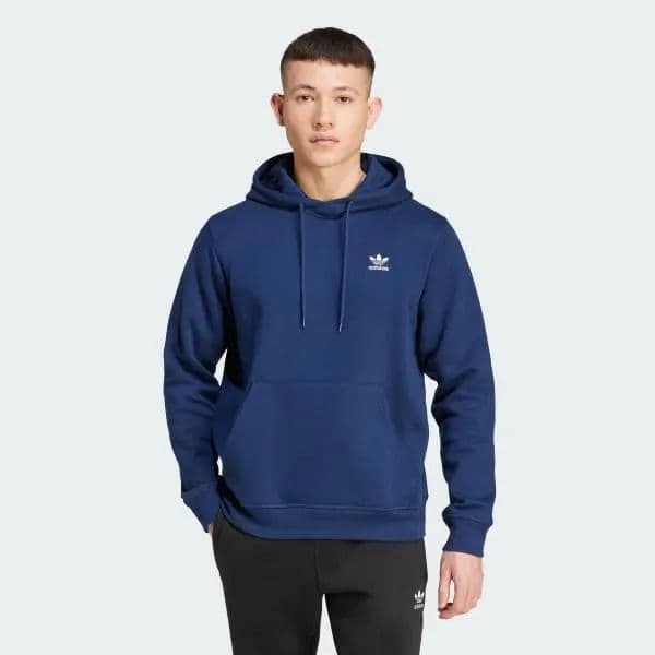Adidas Erkek Trefoil Essentials Kapüşonlu Sweatshirt - Lacivert XS