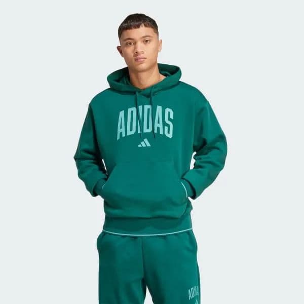 Adidas Erkek Collegiate Kapüşonlu Sweatshirt - Yeşil S