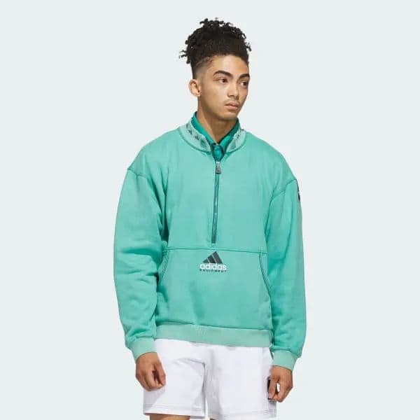 Adidas Erkek Equipment Çeyrek Fermuarlı Sweatshirt - Yeşil L