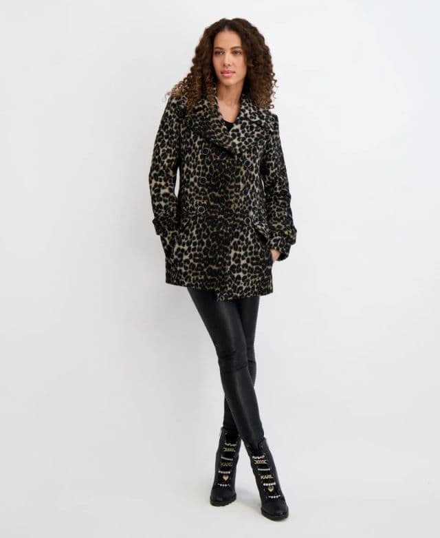 KARL LAGERFELD PARIS Kadın Düşük Bel Palto - Leopard XS