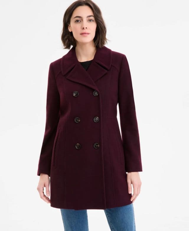 Anne Klein Kadın Kruvaze Palto - Koyu Kahverengi M