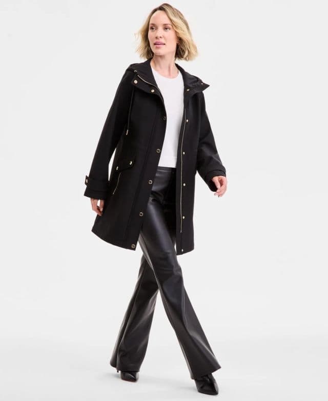 MICHAEL Michael Kors Kadın Kapüşonlu Anorak Softshell Mont - Siyah L/Minyon