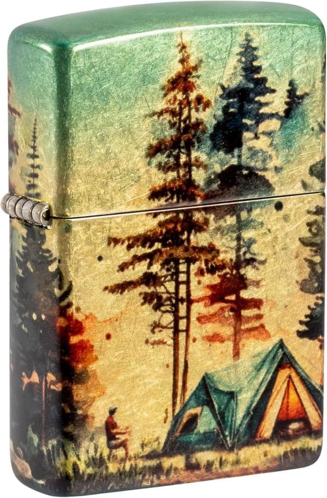 Zippo Parlatılmış Krom Cep Çakmağı - Yeşil