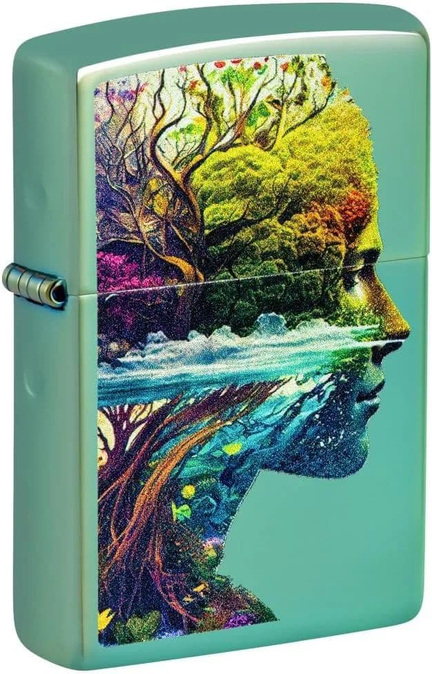 Zippo Parlatılmış Krom Cep Çakmağı - High Polish Green One With Nature