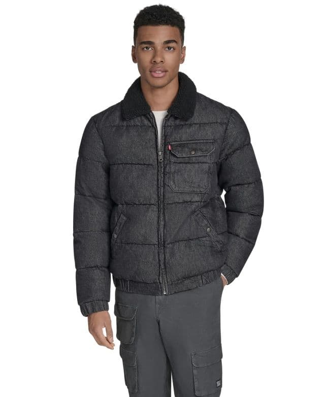 Levi's Erkek Kapitone Yün Yaka Kot Ceket - Siyah S