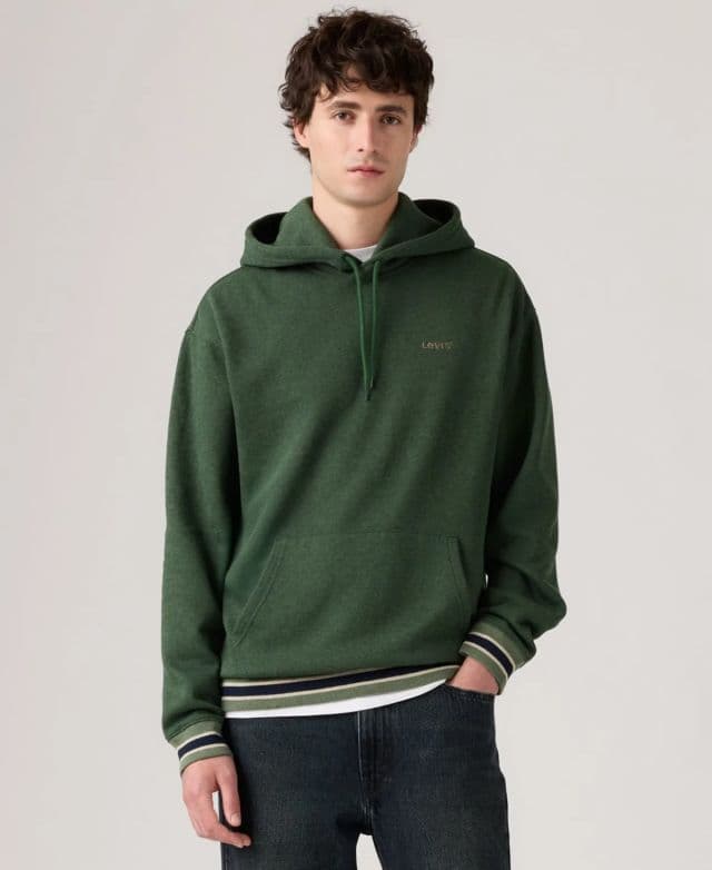 Levi's Erkek Logolu Grafik Kapüşonlu Sweatshirt - Yeşil 2XL