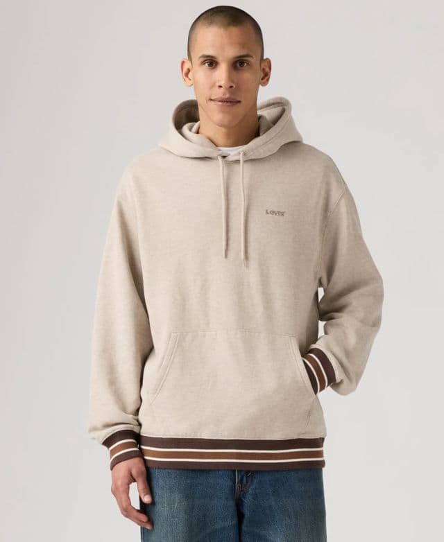 Levi's Erkek Logolu Grafik Kapüşonlu Sweatshirt - Gri M