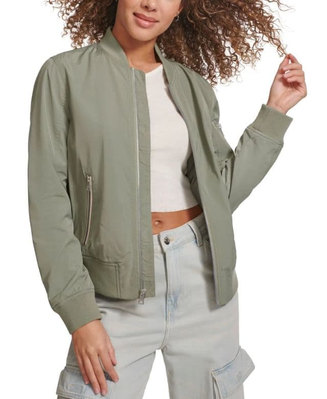 Levi's Kadın Hafif Fermuarlı Bomber Ceket - Yeşil XS