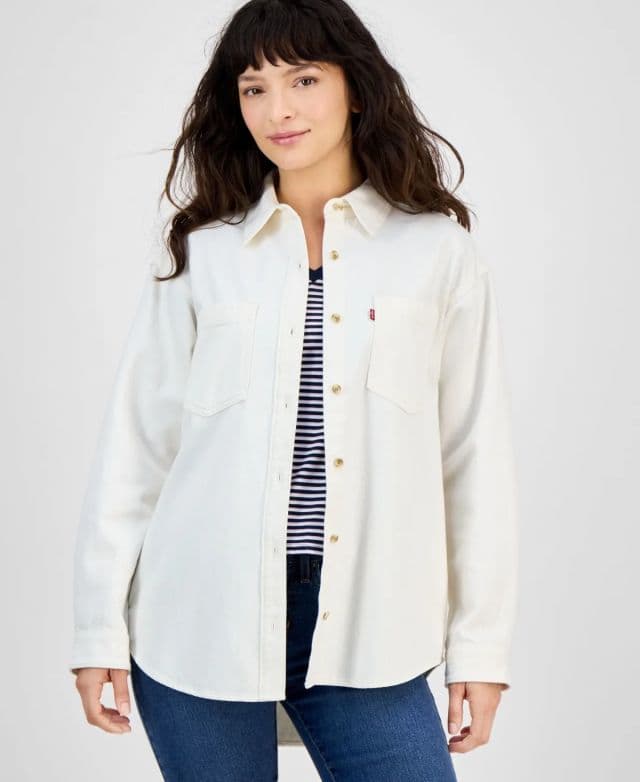 Levi's® Kadın Iris Düğmeli Pamuklu Üst Gömlek - Ekru XS