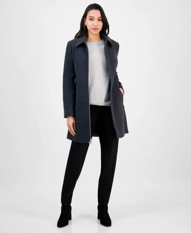 Michael Kors Yakalı Fermuarlı Mont - Dark Charcoal XXS