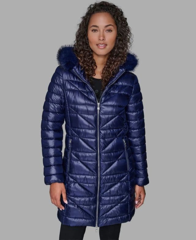 KARL LAGERFELD PARIS Kadın Uzun Şişme Mont - Lacivert L