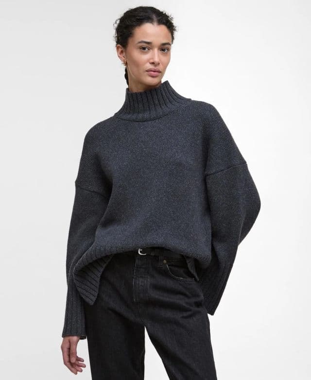 Barbour Kadın Serena Örme Kazak - Charcoal 38