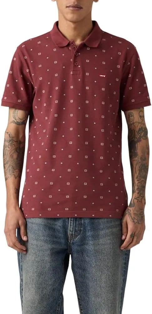 Levi's Housemark Erkek Polo Tişört - S (New) Ebba Geo Oxblood
