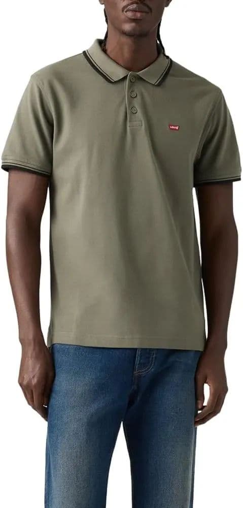 Levi's Housemark Erkek Polo Tişört - M (New) Wood Tipping Stripe Mulled Basil
